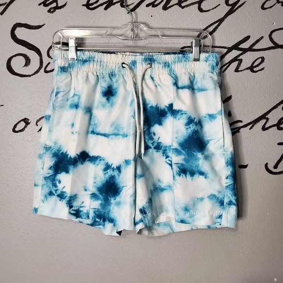 Trunks Surf & Swim Co. Sano Short Blue Tie Dye Print Swim Trunks, M - Picture 2 of 6